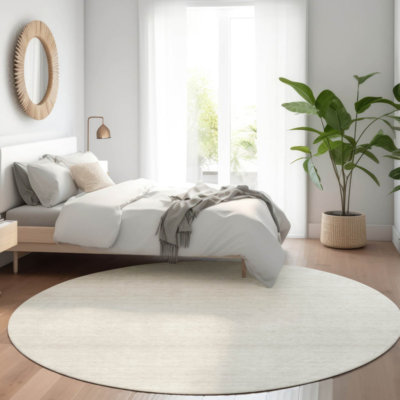 Premium Machine Washable Prisco Ivory Rug, Round 8'