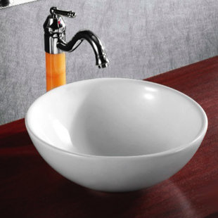 Caracalla Ceramica 15.35'' Glossy White Ceramic Circular Bathroom Sink