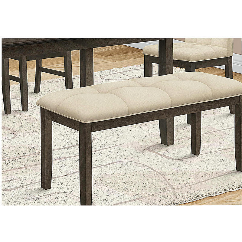 Canapé, rectangulaire de 44 pouces, salle à manger, entrée, cuisine, couloir, rembourré, bois, tissu crème, bois massif gris, transitionnel