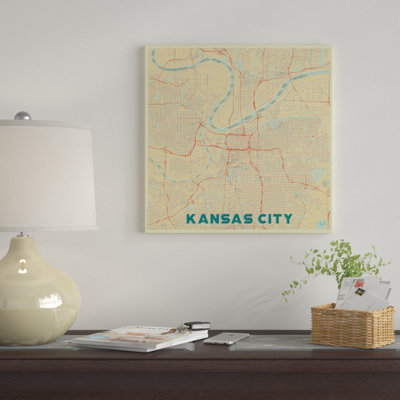 « kansas city retro urban blueprint map », reproduction d’impression sur toile