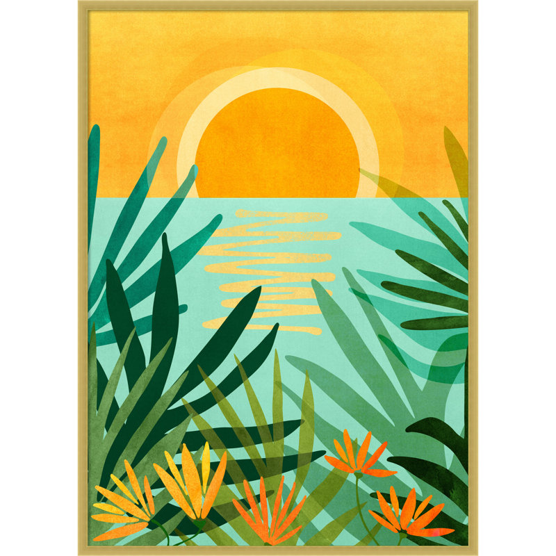«Peaceful Tropics» par Cloquet, impression sur bois encadrée, H 41 po x l 30 po