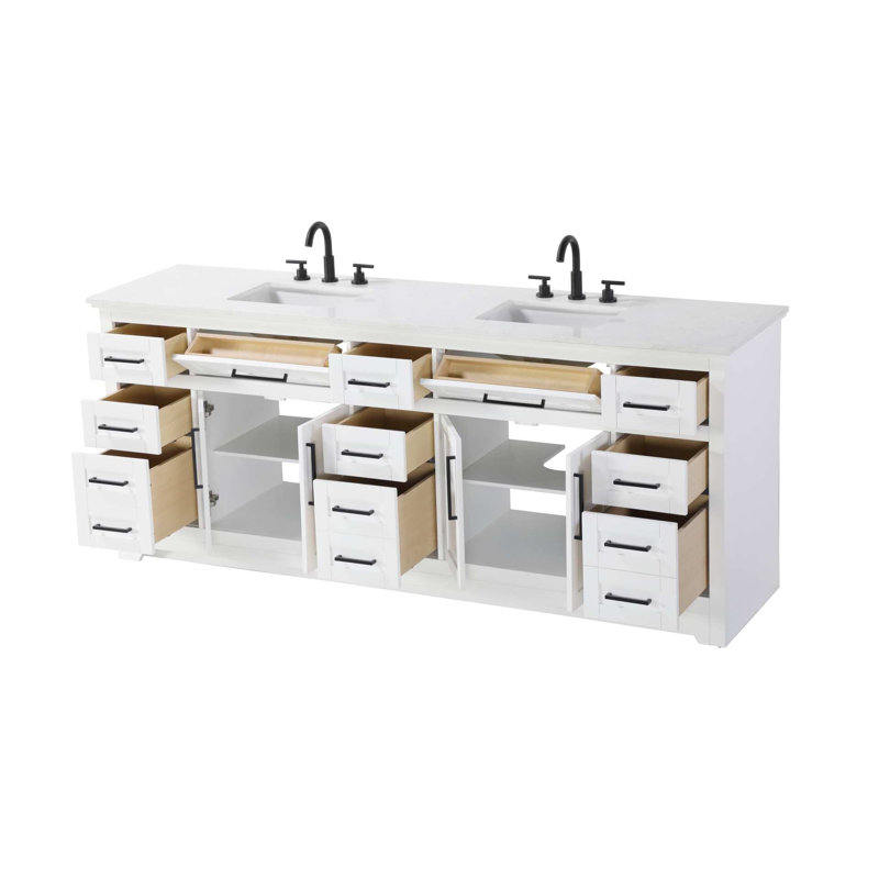 Meuble-lavabo double 84 po blanc, Blanc