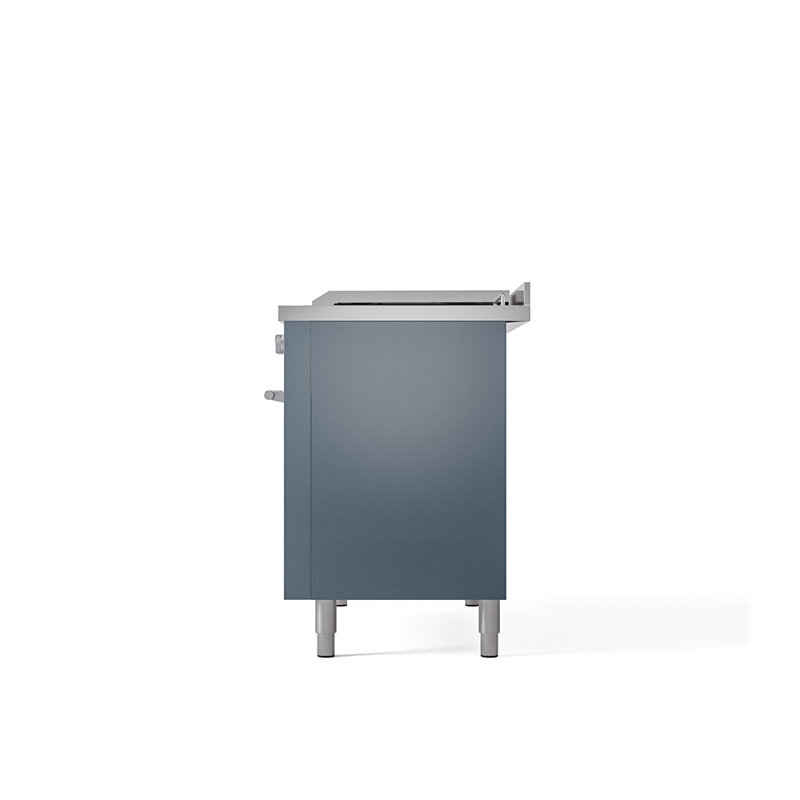 ILVE Professional Plus II 48 in Dual Fuel Range 5 Burner, Griddle, Frenchtop, Blue Gray/Stainless Steel, Liquid Propane