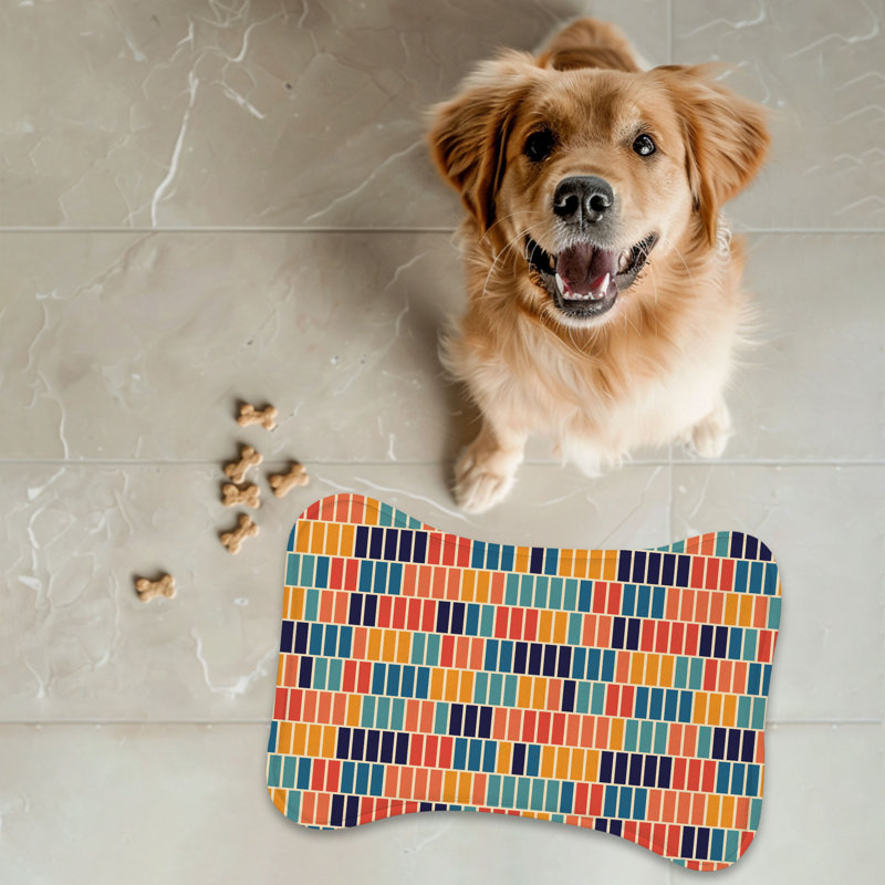 Retro Vibe Rainbow - 1 Piece Bone Shape Feeding Mat