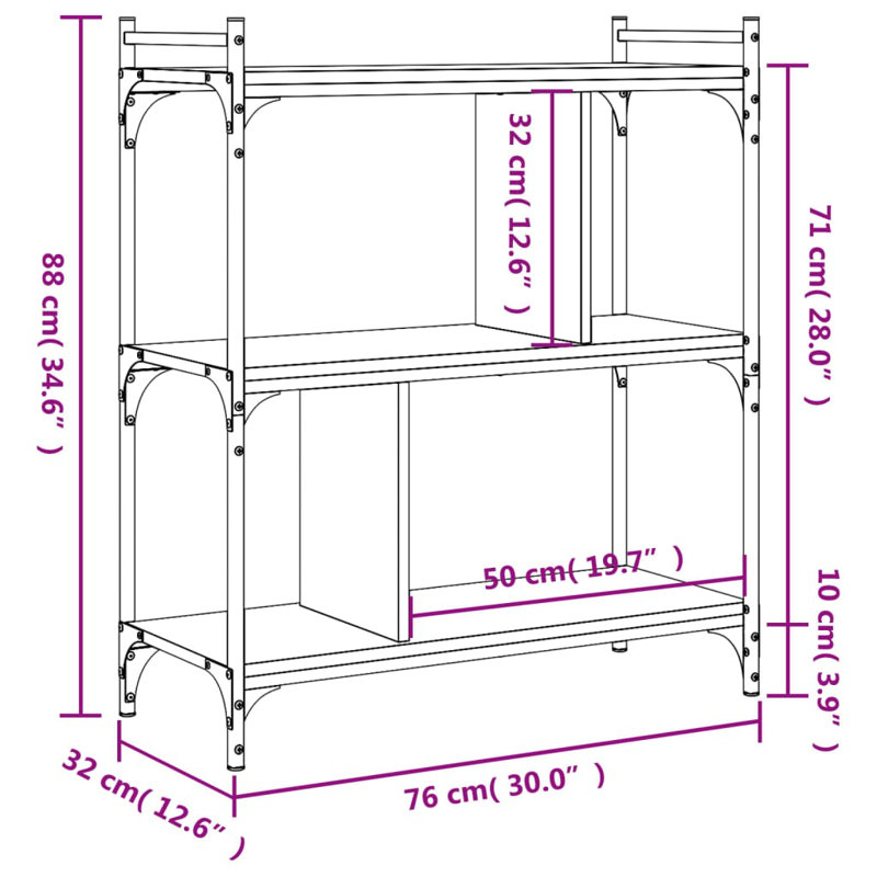 Alingtons 88cm H x 30cm W Standard Bookcase, Black
