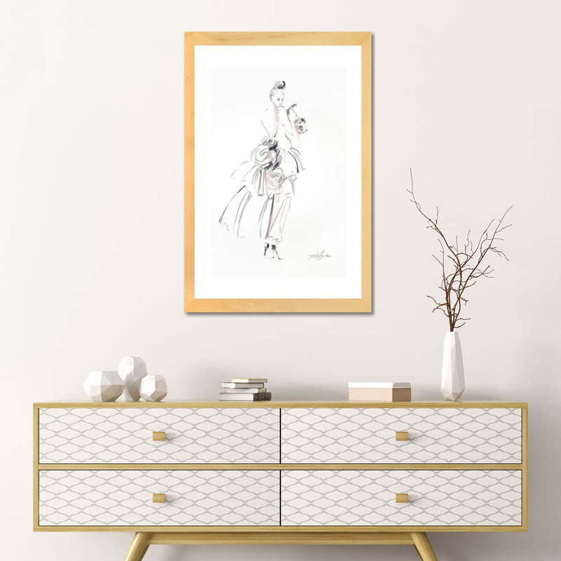 «Rose Dance II» par Debi Coules - reproduction d'art, H 32 po x l 24 po x P 1 po, Papier encadré blanc, Blanc