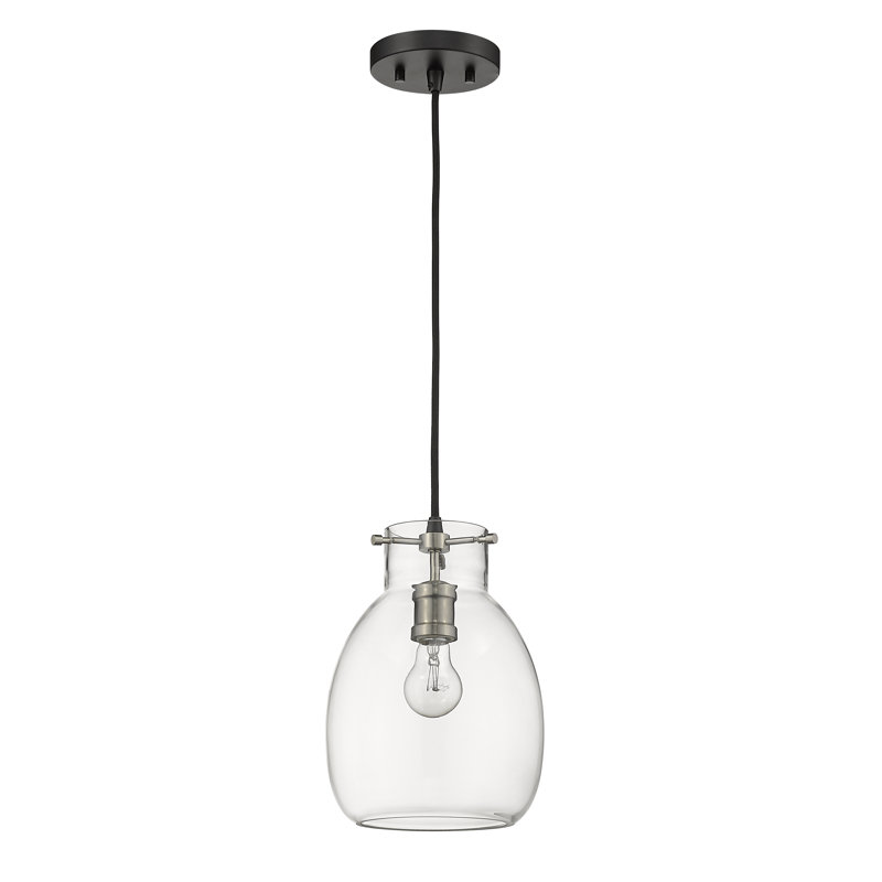 Luminaire à pot simple 1 lumières ArAgon, Nickel brossé, H 11,5 po x l 8 po x P 8 po