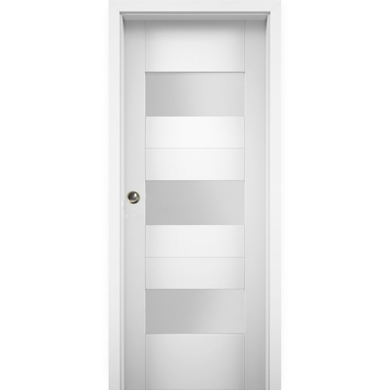Porte blanche en verre givré Sete, 36 po x 80 po