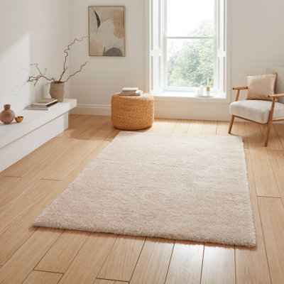 Lux Shaggy area rug Machine Woven Rectangle Cream