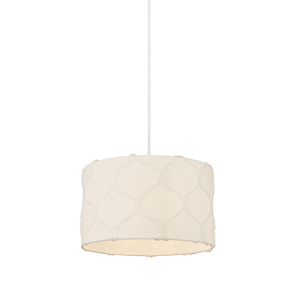 20Cm H Polyester Drum Lamp Shade ( Clip On ) in White