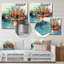 Paysage urbain de Milan en bleu orange - art mural en métal Milan-348641232
