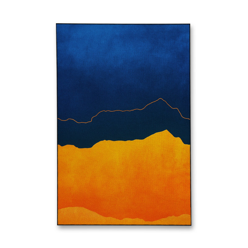 Tapis bleu tissé lavable rétro Mosso, 3'3" x 9'10"