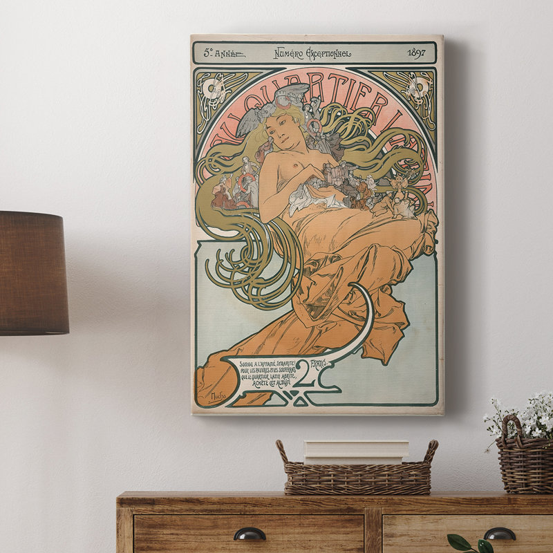 Au Quartier - Toile tendue sur toile de style latino par Alphonse Mucha, 12 x 18