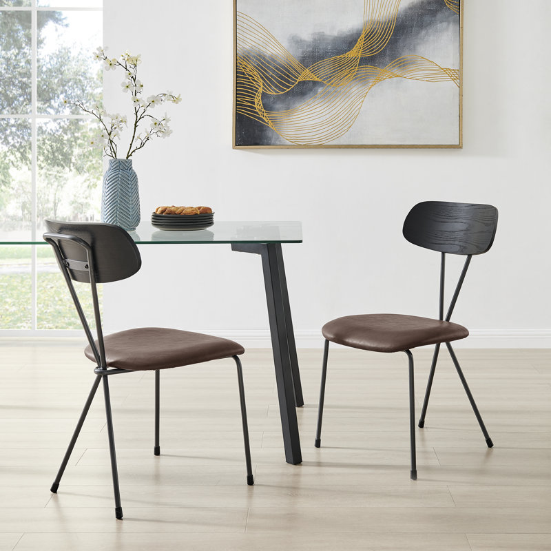 Yaseen 18'' H Upholstered Side Chair, Dark Brown, Faux Leather