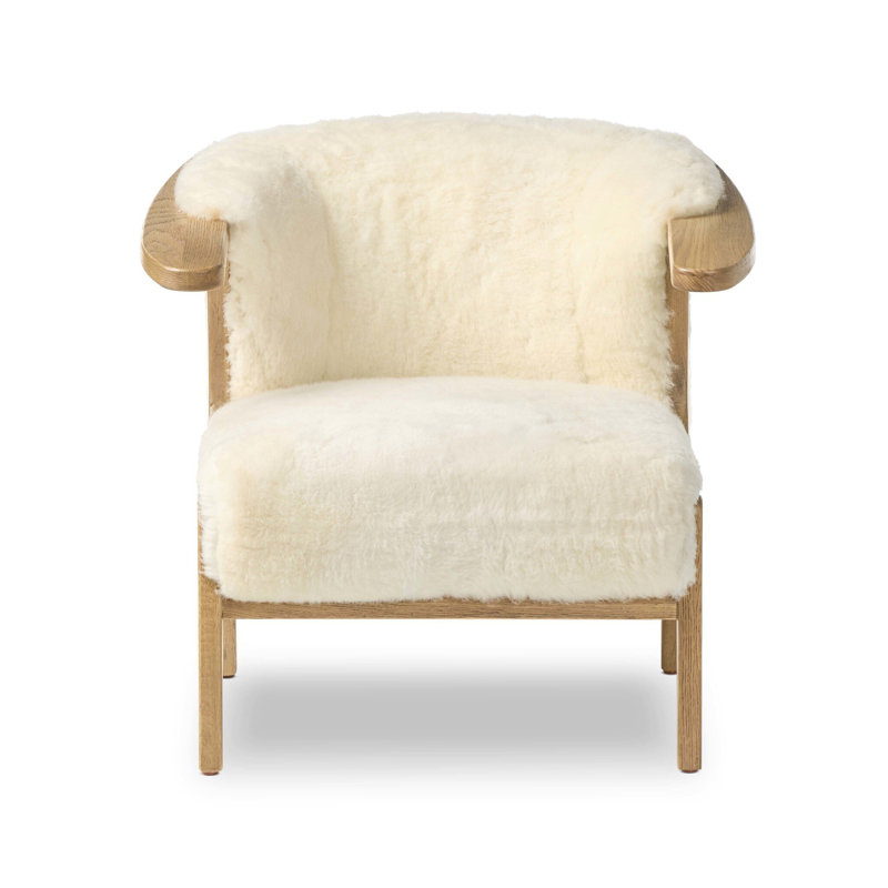Fabian Chair-Cream Shearling, Aged Smoked Oak, Cream Shearling