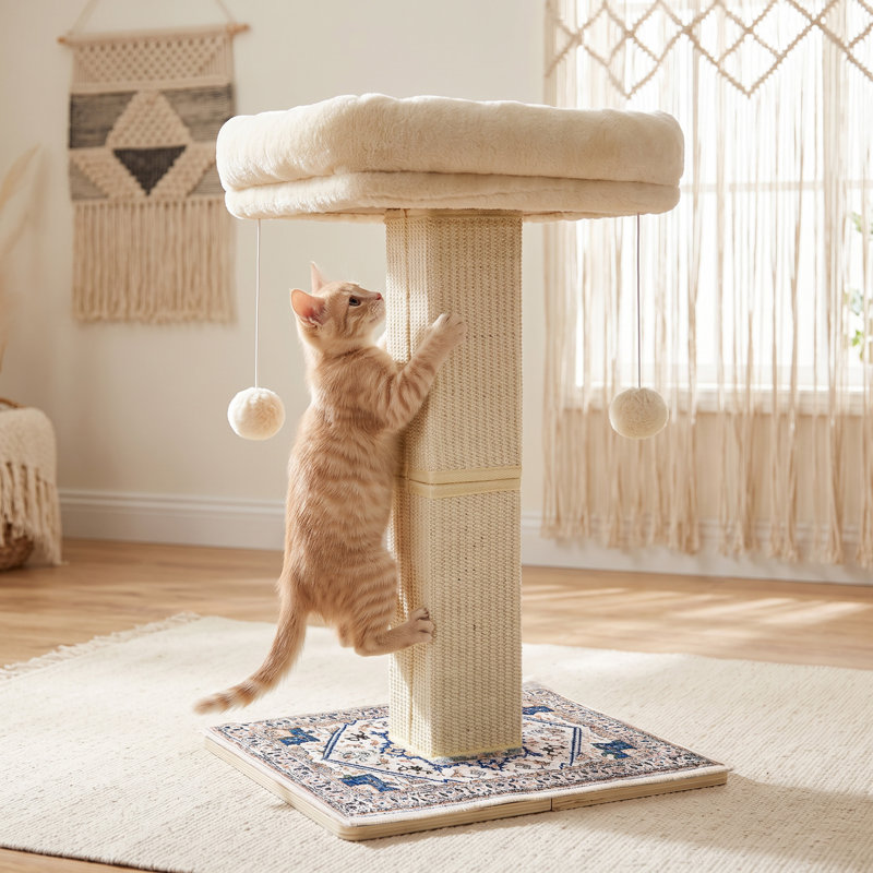 Arbre à chat rétro avec perchoir d'intérieur pour chats adultes