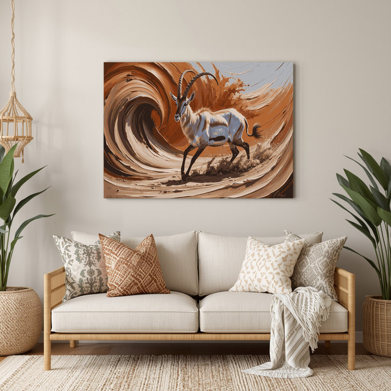 Faune, art mural brun en métal Addax, H 8 po x l 10 po