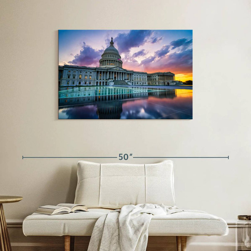 Lilie US Capitol Sunset Reflection, 26" H x 39" W