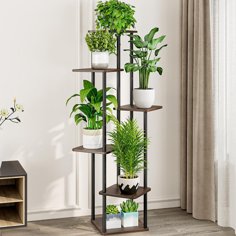 Porte-fleurs en métal à 6 niveaux, un support robuste et élégant pour plusieurs plantes à l'intérieur et à l'extérieur