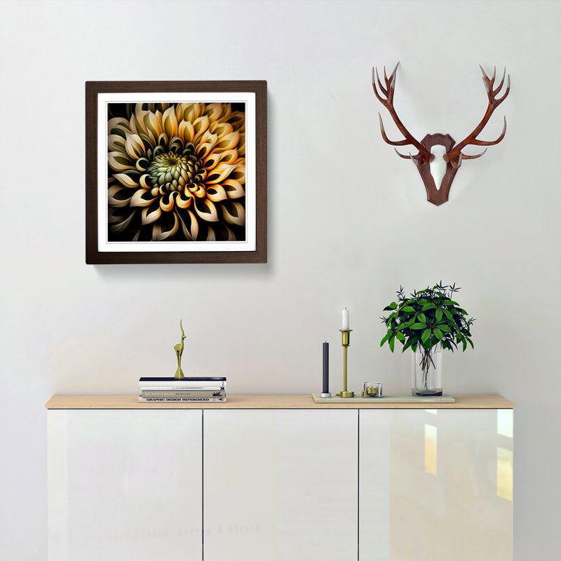 Chrysanthemum Abstract Art No.1 - Framed Print, Walnut