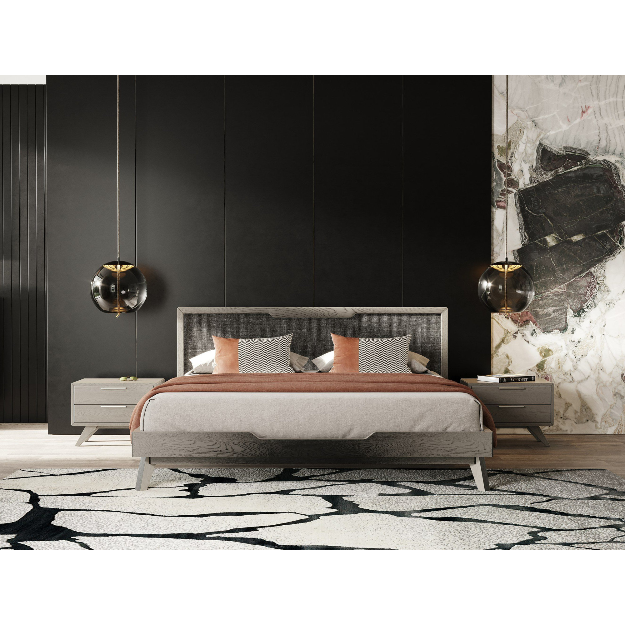 Glow Upholstered Bed, California King, Gray Wash