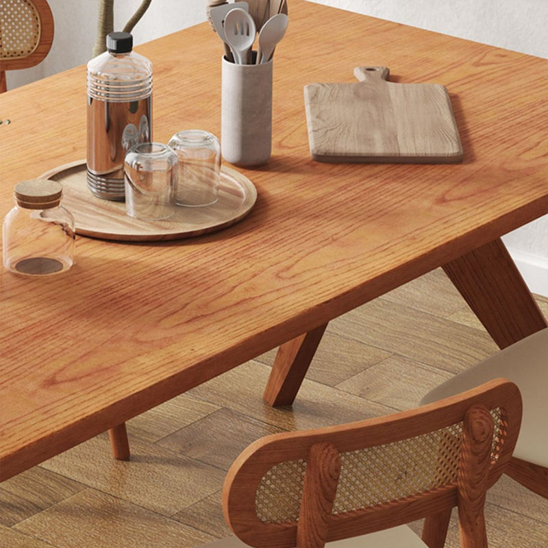 Table de salle à manger rectangulaire en bois massif brun, H 29,53 po x L 55,12 po x l 27,56 po