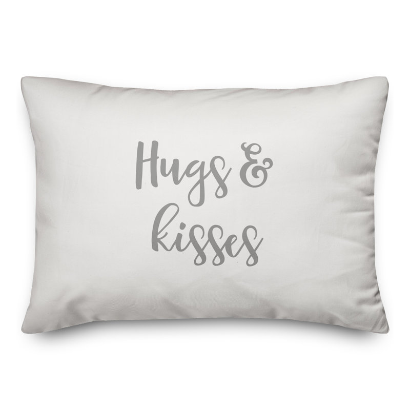  Coussin Hugs & Kisses, Gris / blanc