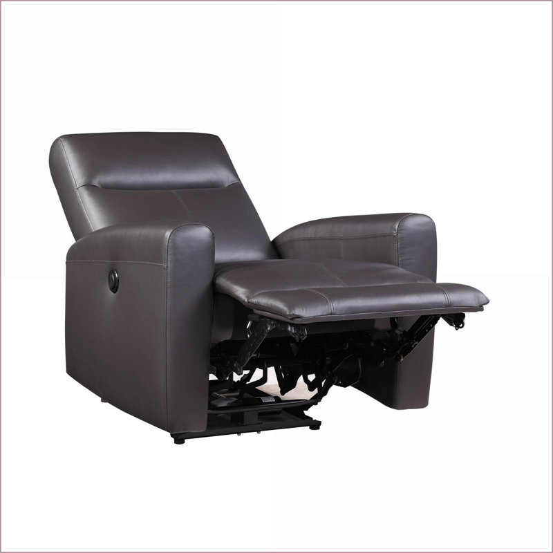 Fauteuils inclinables, fauteuil inclinable électrique en cuir grainé brun noyer | Capitonnage horizontal | Accoudoirs inclinés