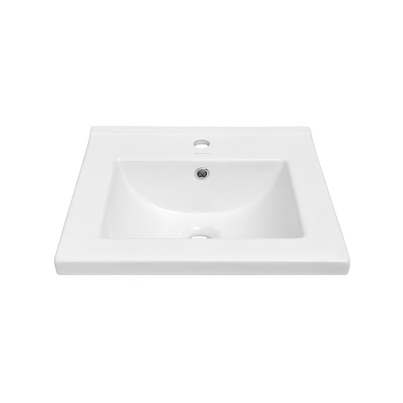 18" Ceramic Square Vanity Sink Top, White