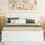 Cadre de lit double moderne avec lit gigogne simple et 2 tiroirs pour blanc brillant et blanc délavé-74370356