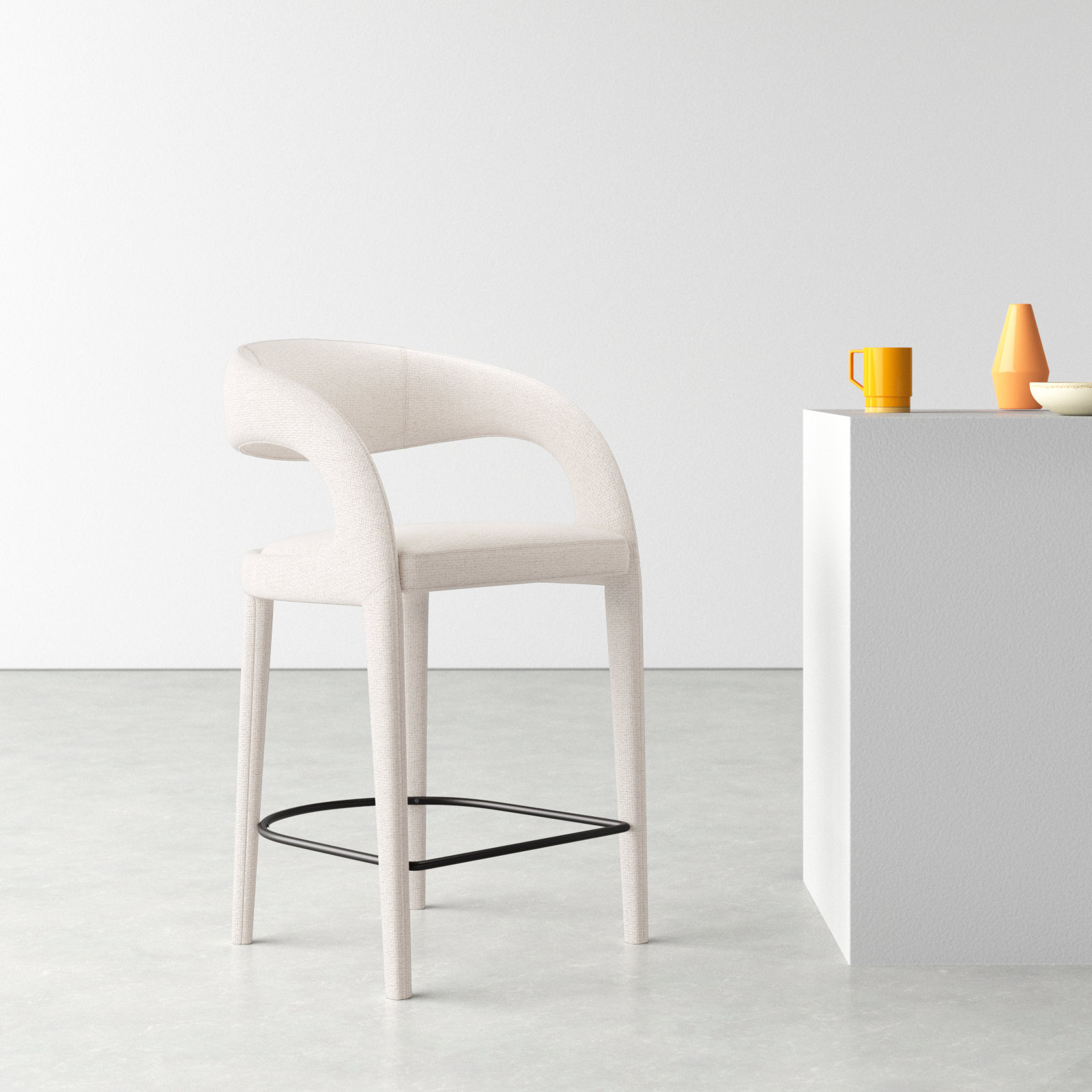 Geoffrey Counter & Bar Stool, Counter Stool (26.57" Seat Height), Omari Natural/Polyester Blend