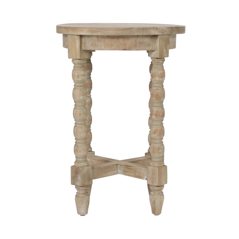 Aiden Round Solid Wood End Table, Natural