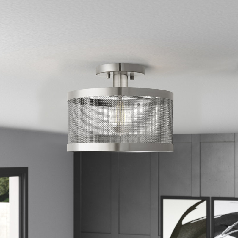 Plafonnier encastré 1 lumière Emilia, Nickel brossé