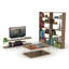 Bibliothèque noyer / jaune avec 6 tablettes - Bureau en bois massif moderne pour le bureau à 6 tablettes moderne-129959717