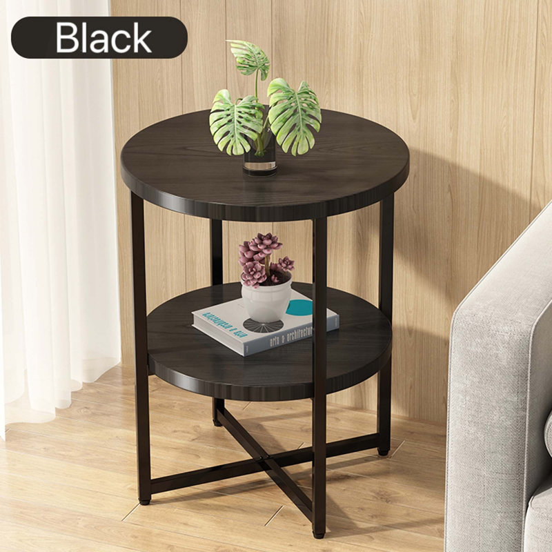 Small Round Side Table,2 Tiers Farmhouse End Table,Accent Tables For Small Spaces,Night Stands For Bedrooms Living Room,Coffee  Tables With Storage Shelf