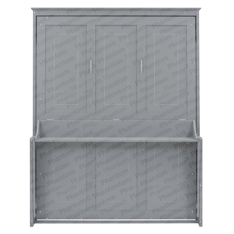 Grand lit escamotable avec tablette, gris, Gray