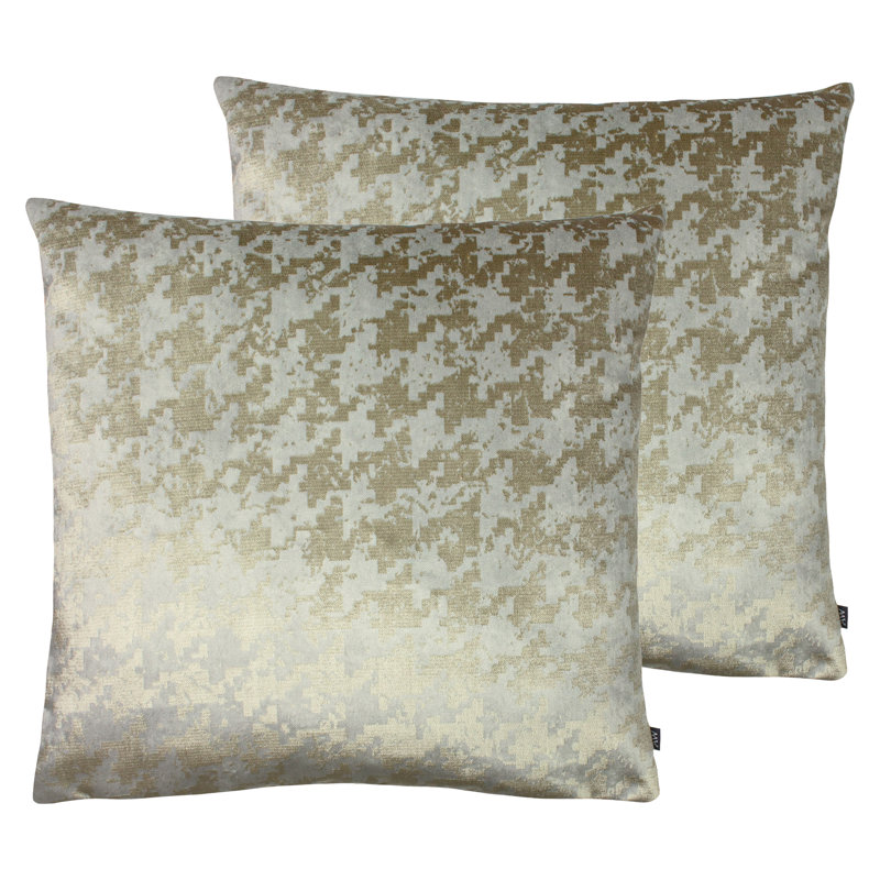 Houndstooth Square Cushion, Feather, Rose Sand/Mocha