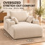 Chaise longue surdimensionnée Velquorisse de 182 cm (71,7 po) en velours côtelé avec deux porte-gobelets, une poche de rangement, des coussins et aucun assemblage requis-1830991842