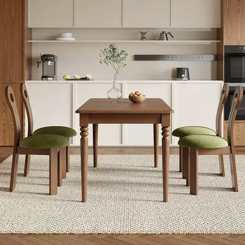 Table de salle à manger en bois massif de style français rétro, H 29,52 po x L 62,99 po x l 31,49 po, Brun