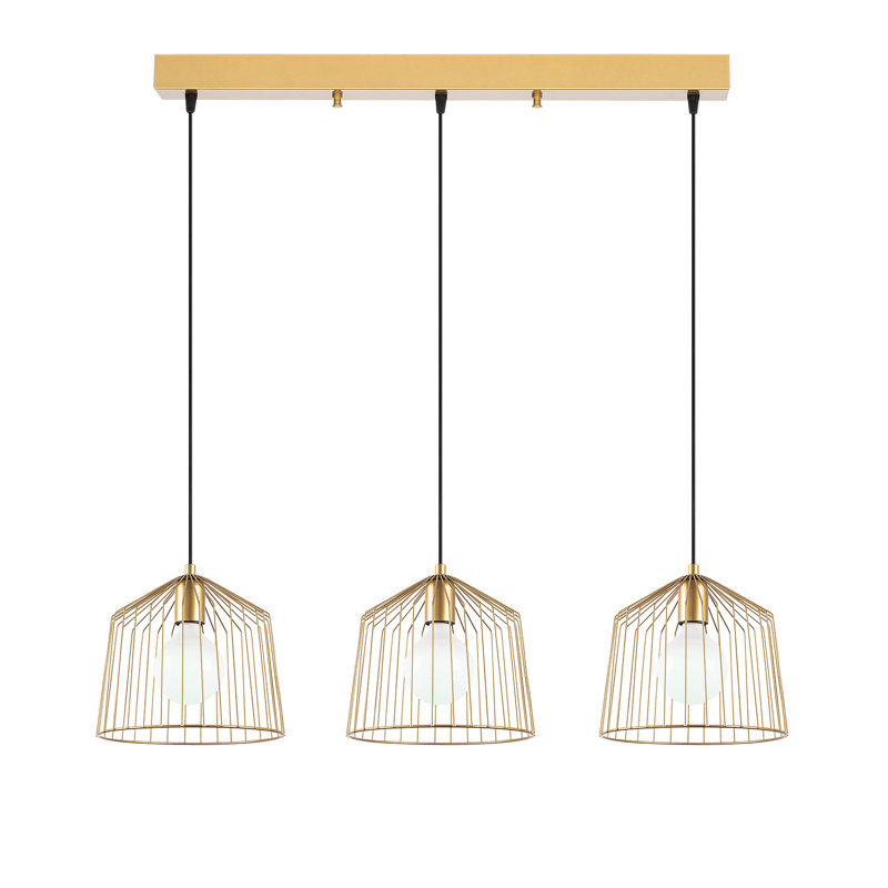 Luminaire suspendu en forme de dôme à 3 lumières pour îlot de cuisine, Or brillant
