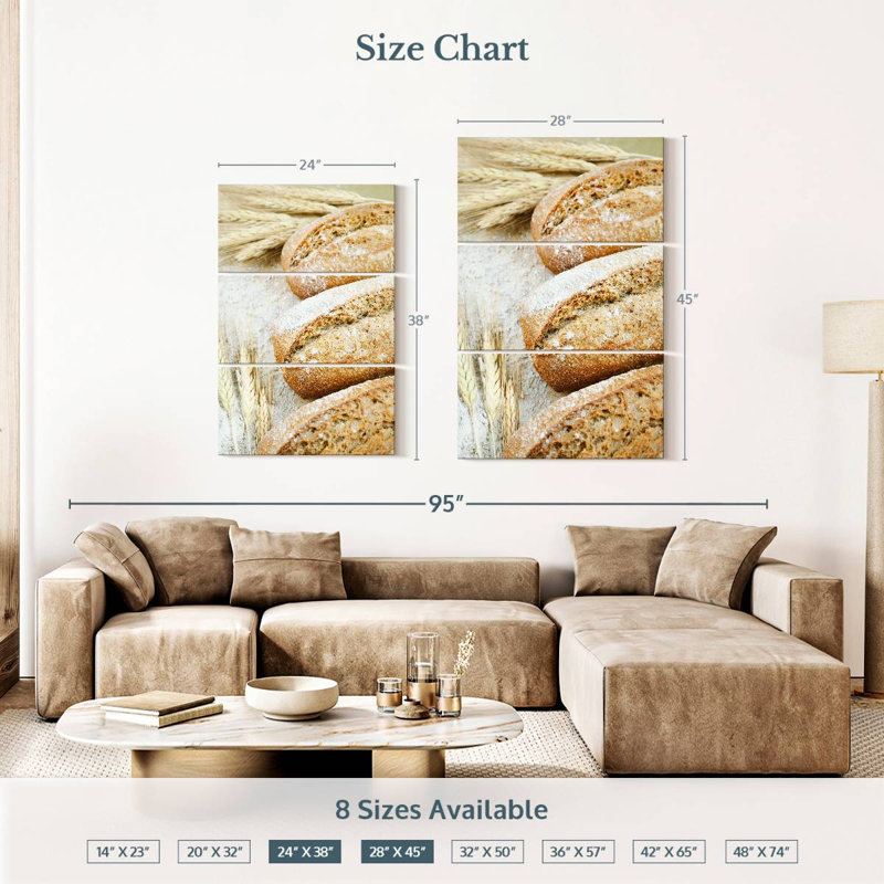 Yarlin Three Wheat Loaves, 45" H x 28" W