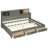 Gray Full Size Daybed With Wooden Construction, Storage Drawers, Upper Soft Board, And Device - Charging Power Supply For Devices Of Wood, Featuring 3 Shelf, Convenient Electronics-445589447-445589450