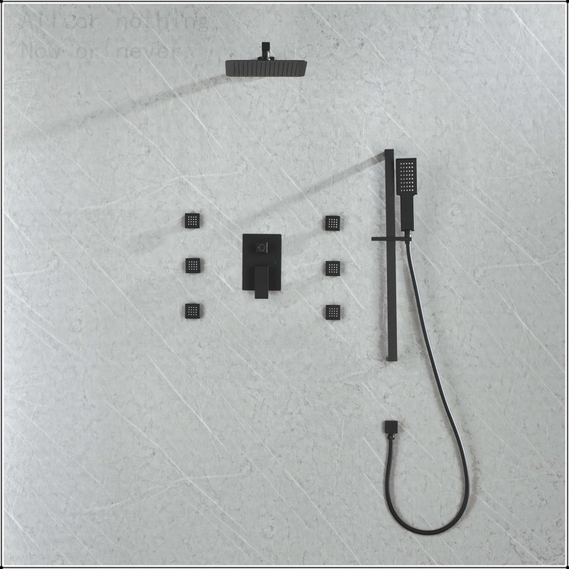 Wall Mounted Shower System with 6 Body Sprays and Handheld
