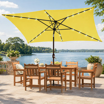 Lunsford 10' x 6.5' Rectangular Lighted Market Umbrella