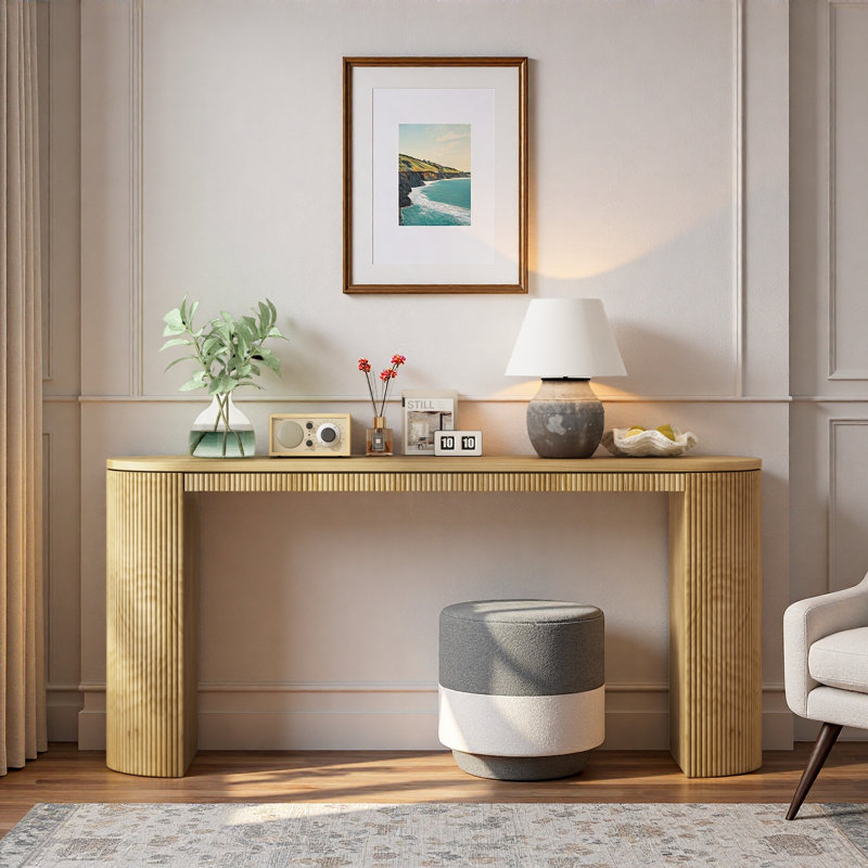 Console incurvée à rayures verticales uniques, Naturel