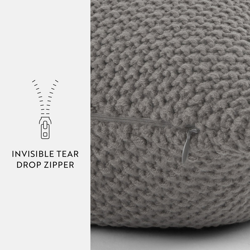 Gray Cotton Knit Square Throw Pillow 20 x 20