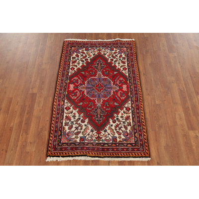 Tapis décoratif géométrique rouge 3 x 5