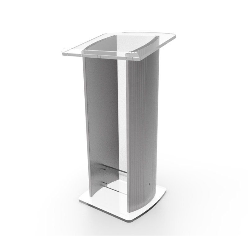Fixturedisplays® 23,75 po. Podium en aluminium acrylique avec panneau avant givré, 46,5 po de hauteur - argent transparent 19633