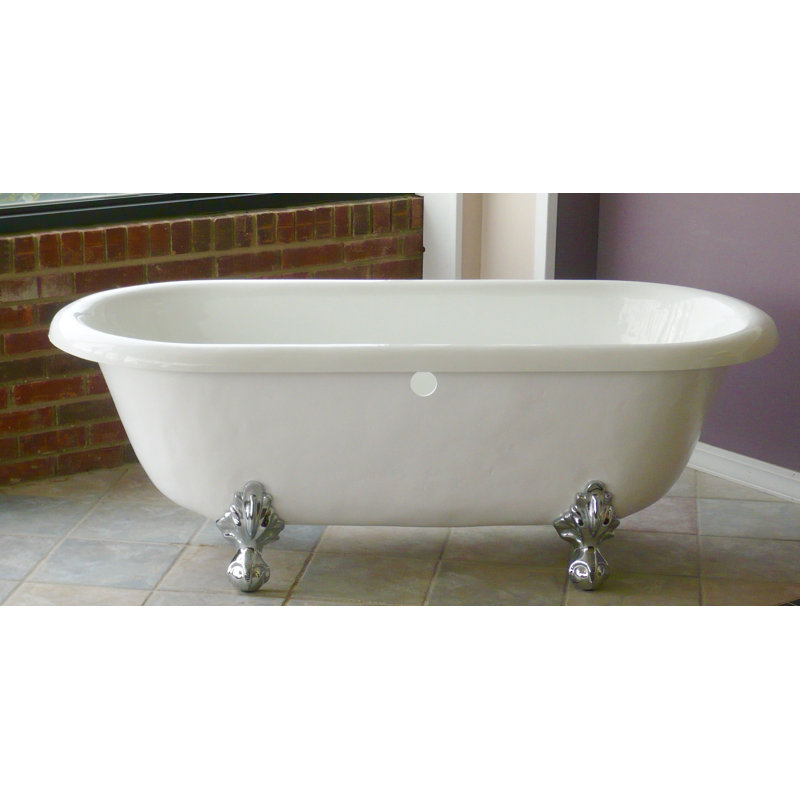 Marquise 66" x 30" Clawfoot Soaking Bathtub, Brushed Nickel