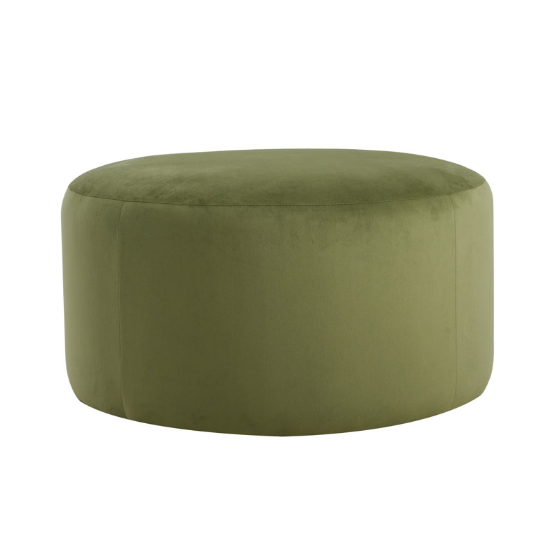 Repose-pieds rembourré rond, Vert olive, Velours